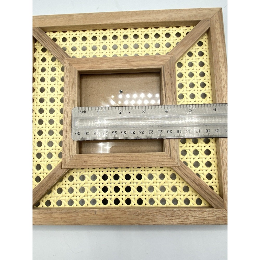 Tommy Bahama Cane Rattan Wood Caning Square Picture Frame Photo 4x4 / 9x9 - Picture 6 of 10